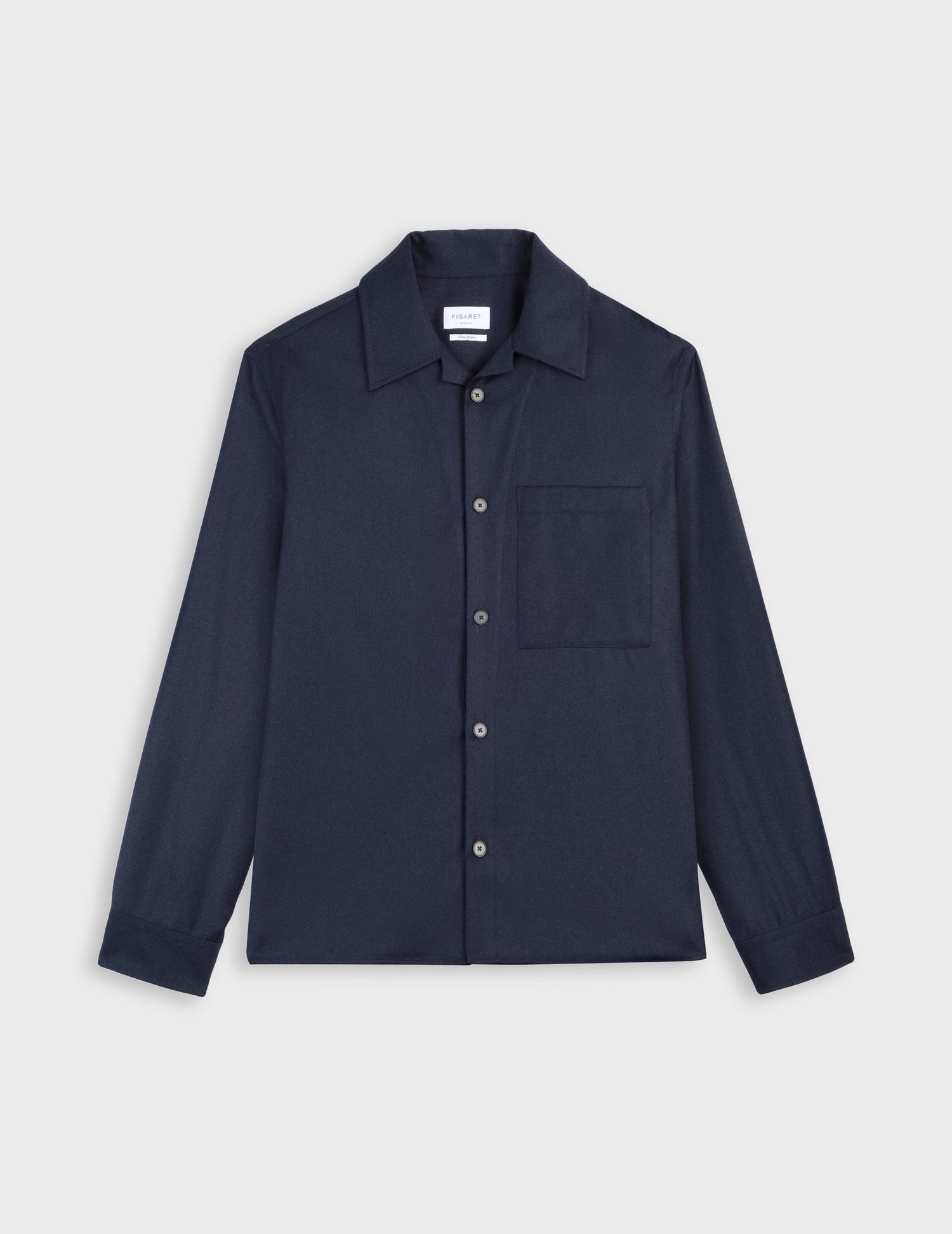 Nael overshirt in navy virgin wool - Virgin wool - Shirt Collar#5