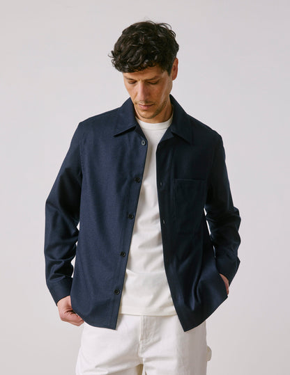 Nael overshirt in navy virgin wool