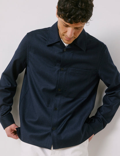 Nael overshirt in navy virgin wool