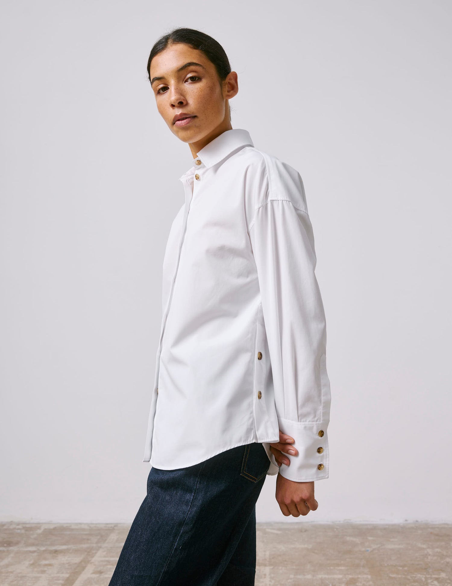 Naia white shirt - Poplin - Shirt Collar#3