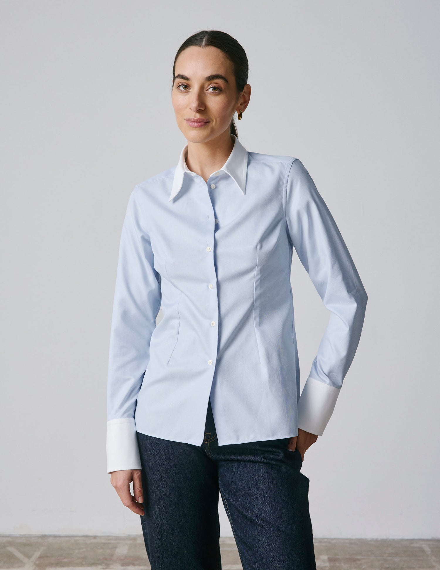 Blue Naomie shirt - Dobby - Shirt Collar