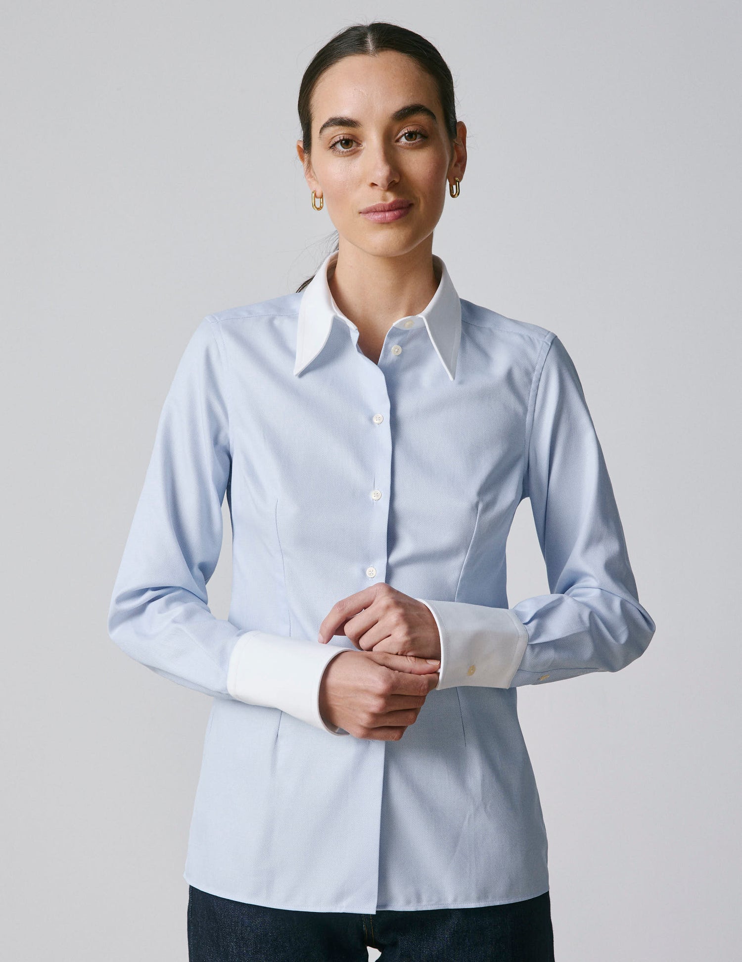Blue Naomie shirt - Dobby - Shirt Collar#3