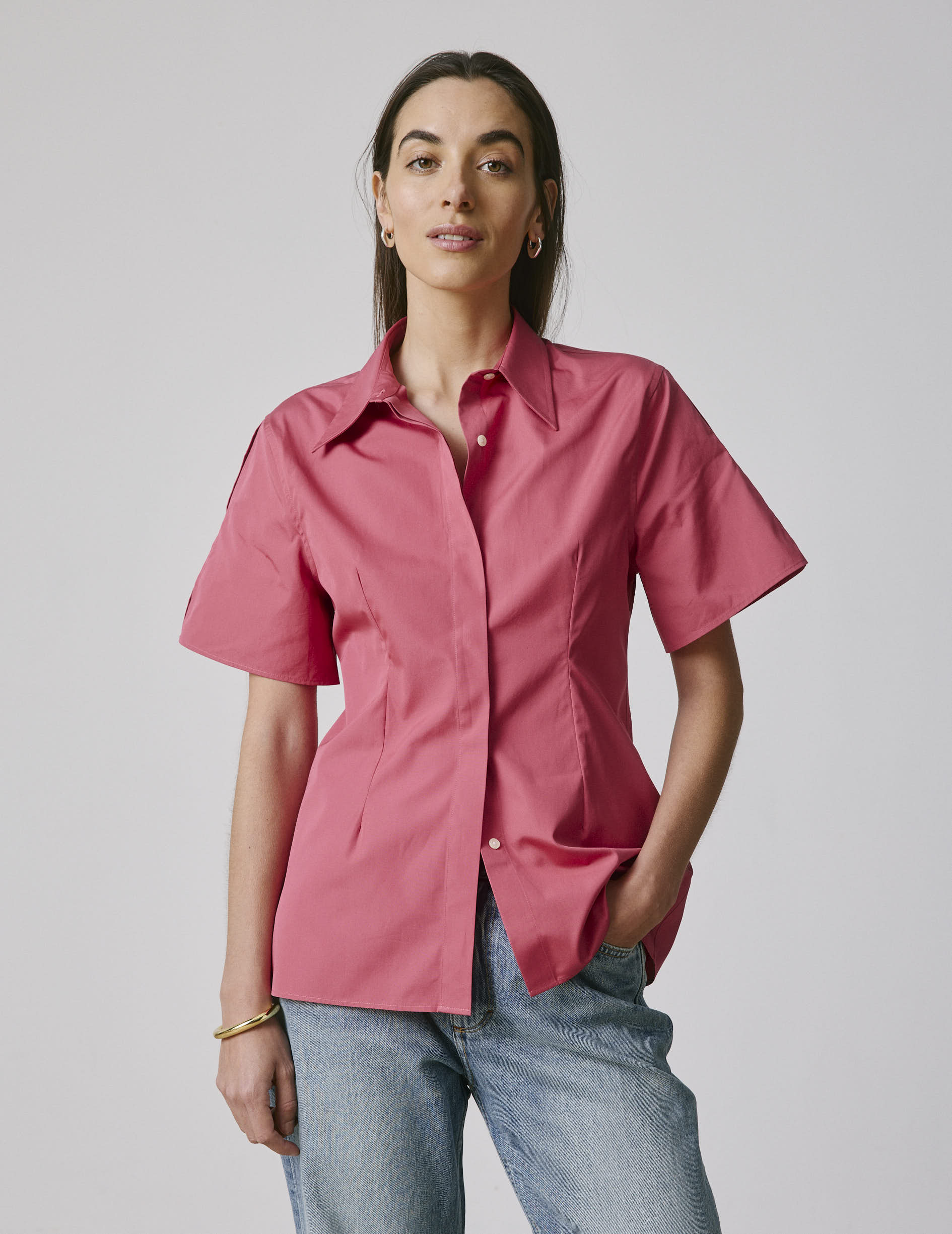 Coral Nathalie shirt - Poplin - Long Collar