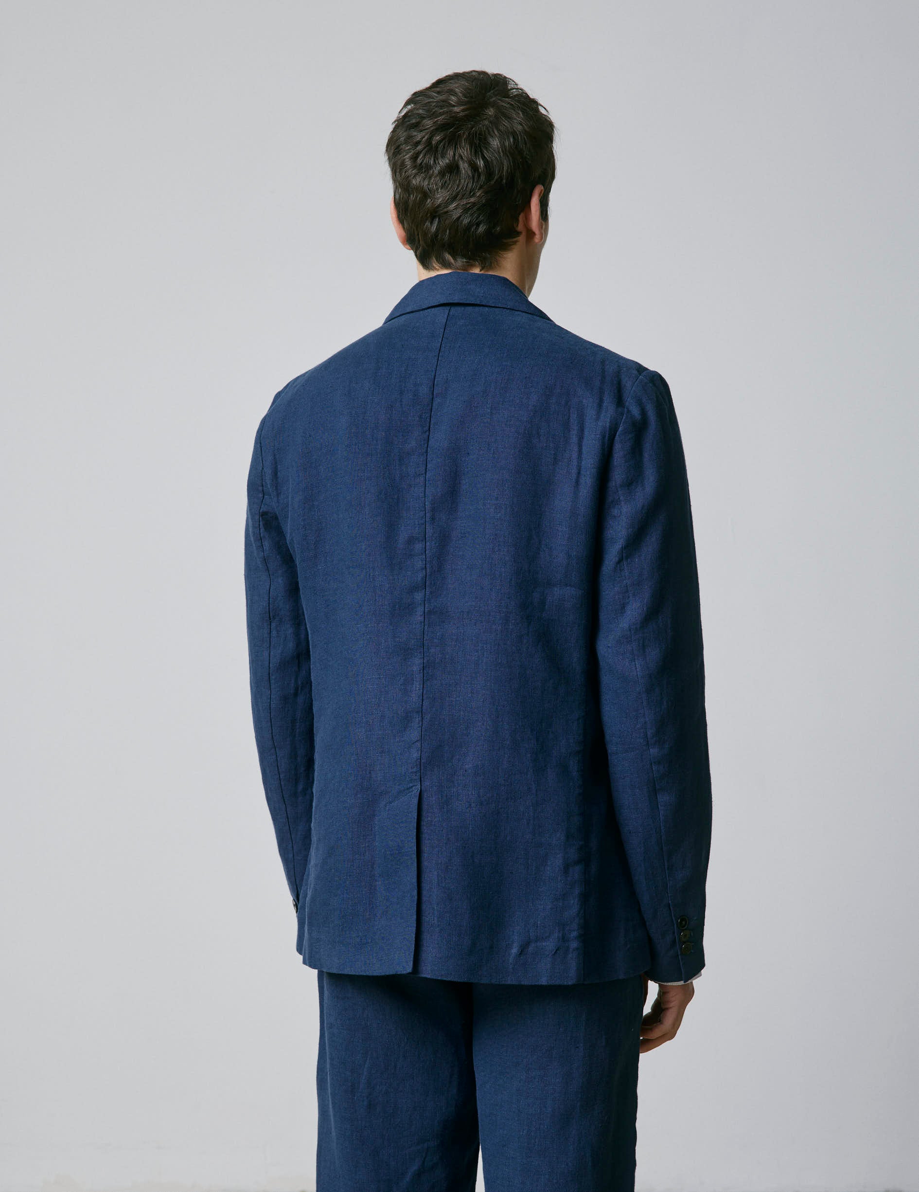 Nathis navy linen blazer jacket