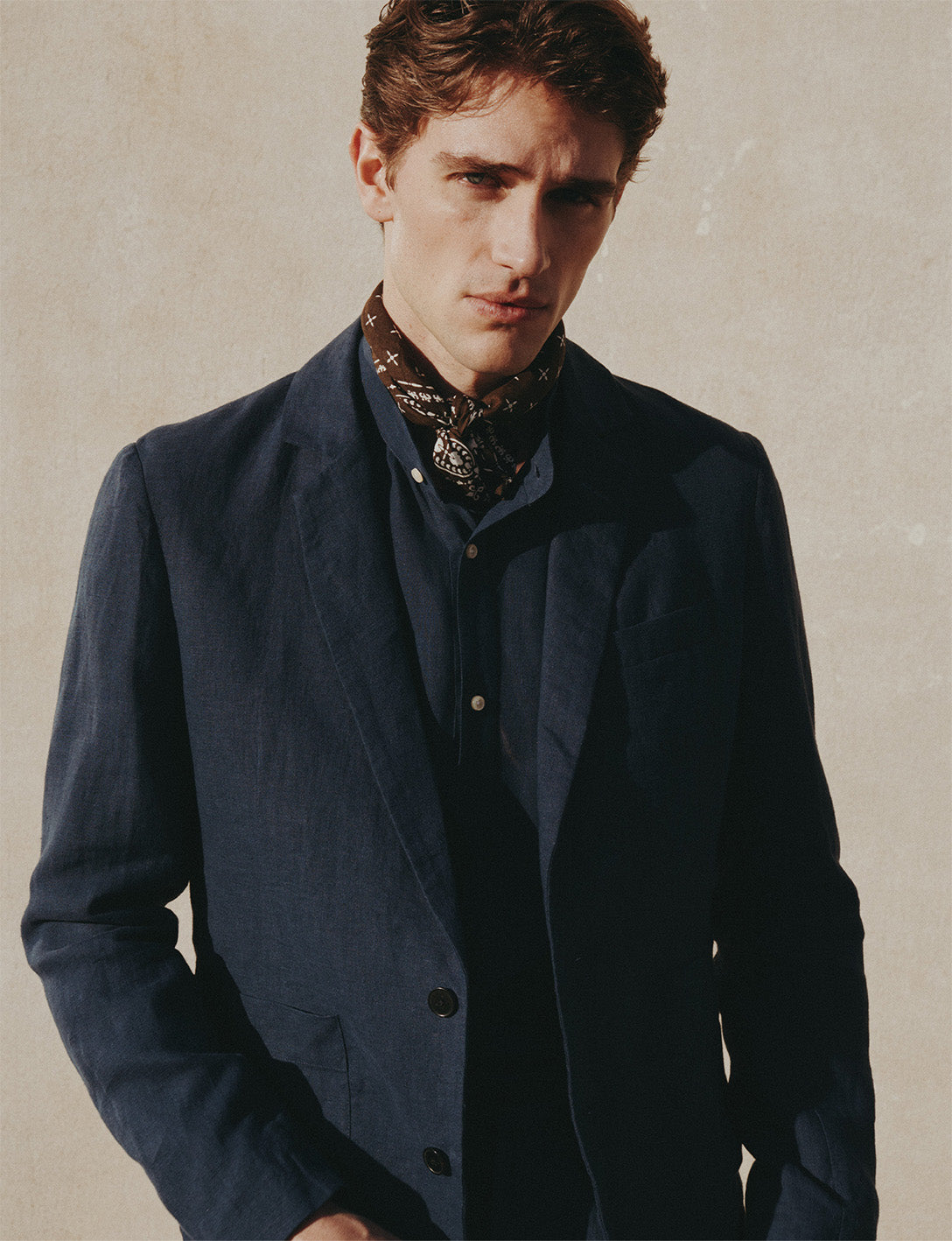 Nathis navy linen blazer jacket