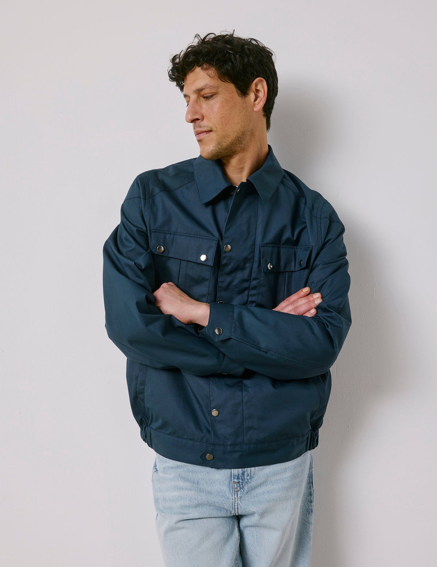Nelson bomber jacket in navy cotton canvas