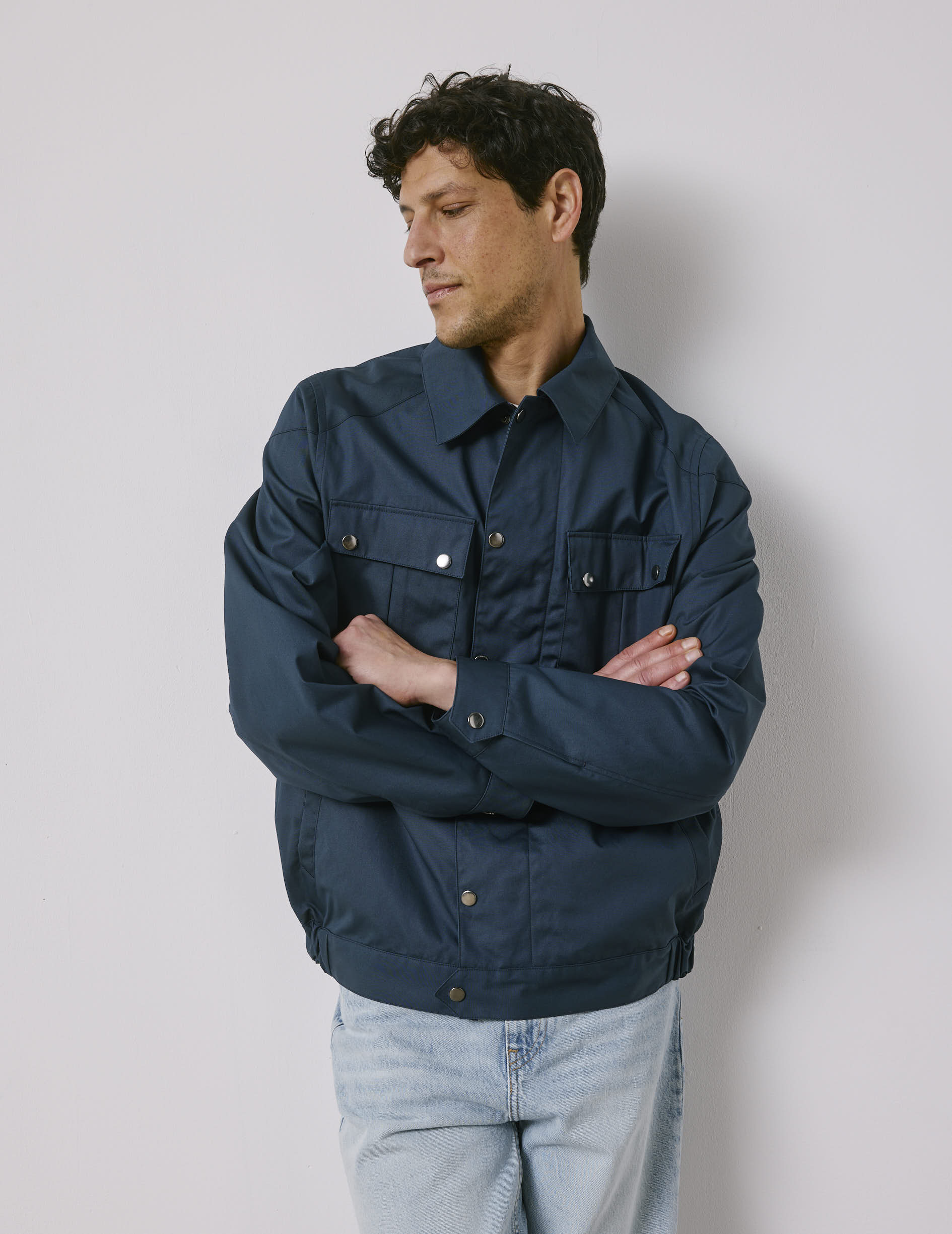 Nelson bomber jacket in navy cotton canvas