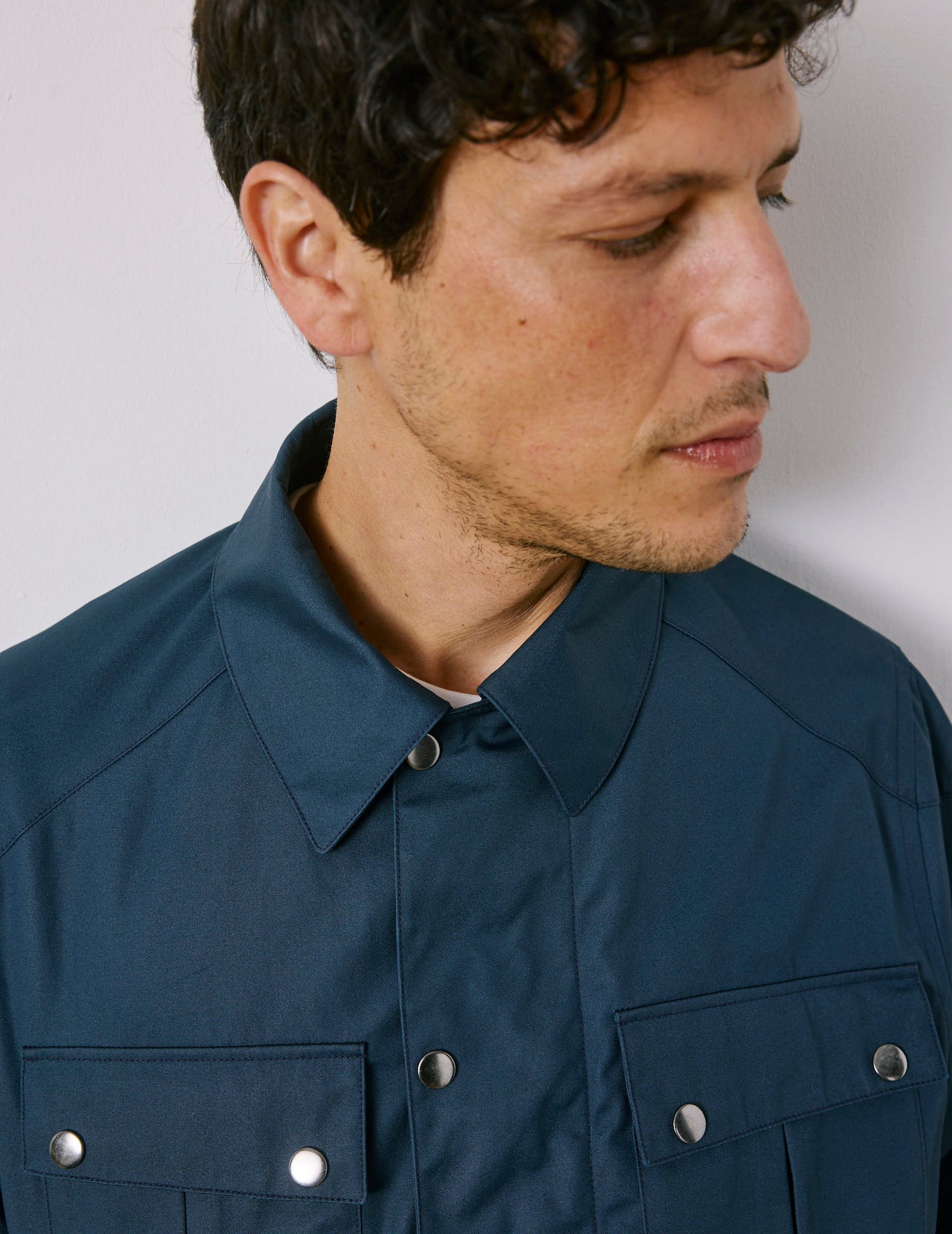 Nelson bomber jacket in navy cotton canvas