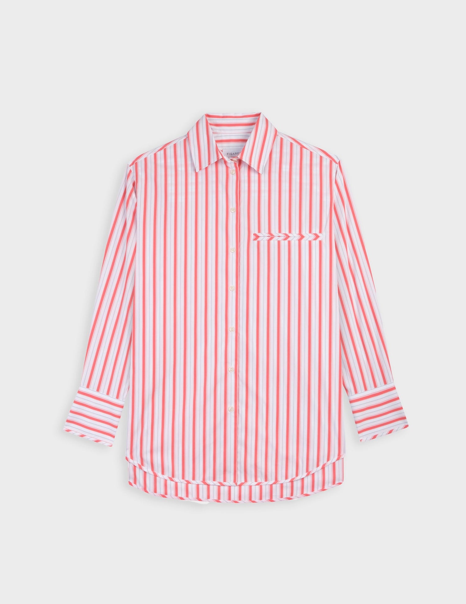 Striped coral Nesrine shirt - Popeline - Chemise Collar#5