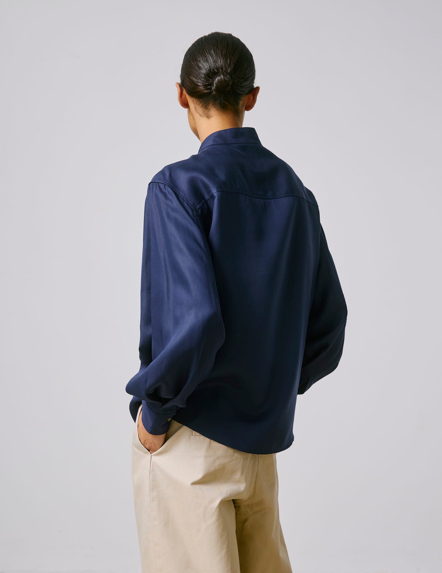 Striped navy Nessa popover shirt - Twill - Officer in deported point Collar#2