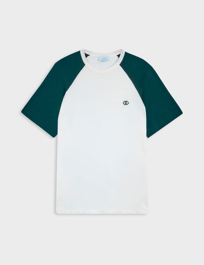 Neville ecru and green cotton t-shirt