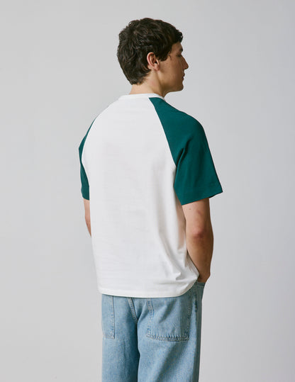 Neville ecru and green cotton t-shirt