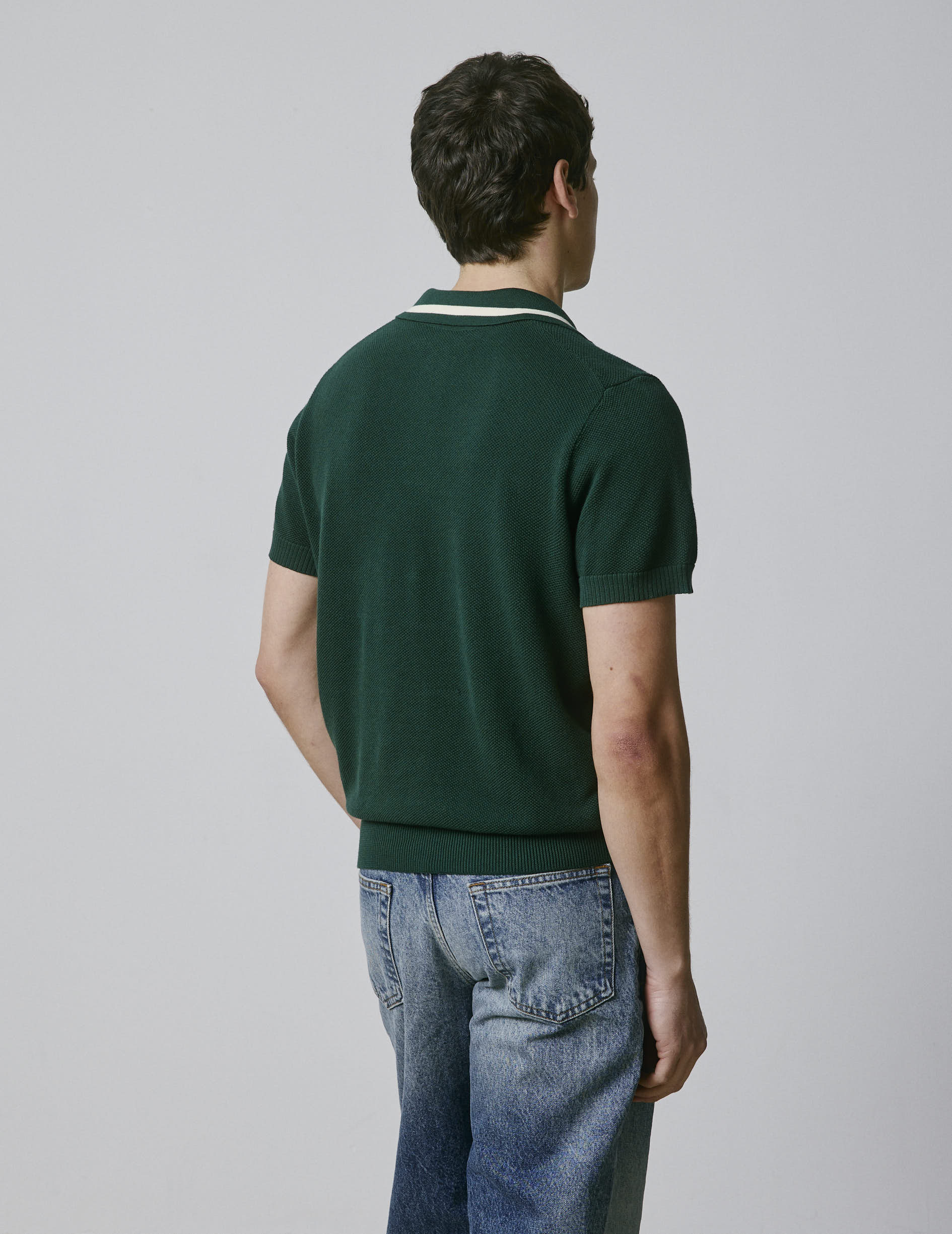 Nick Short-sleeved green cotton polo