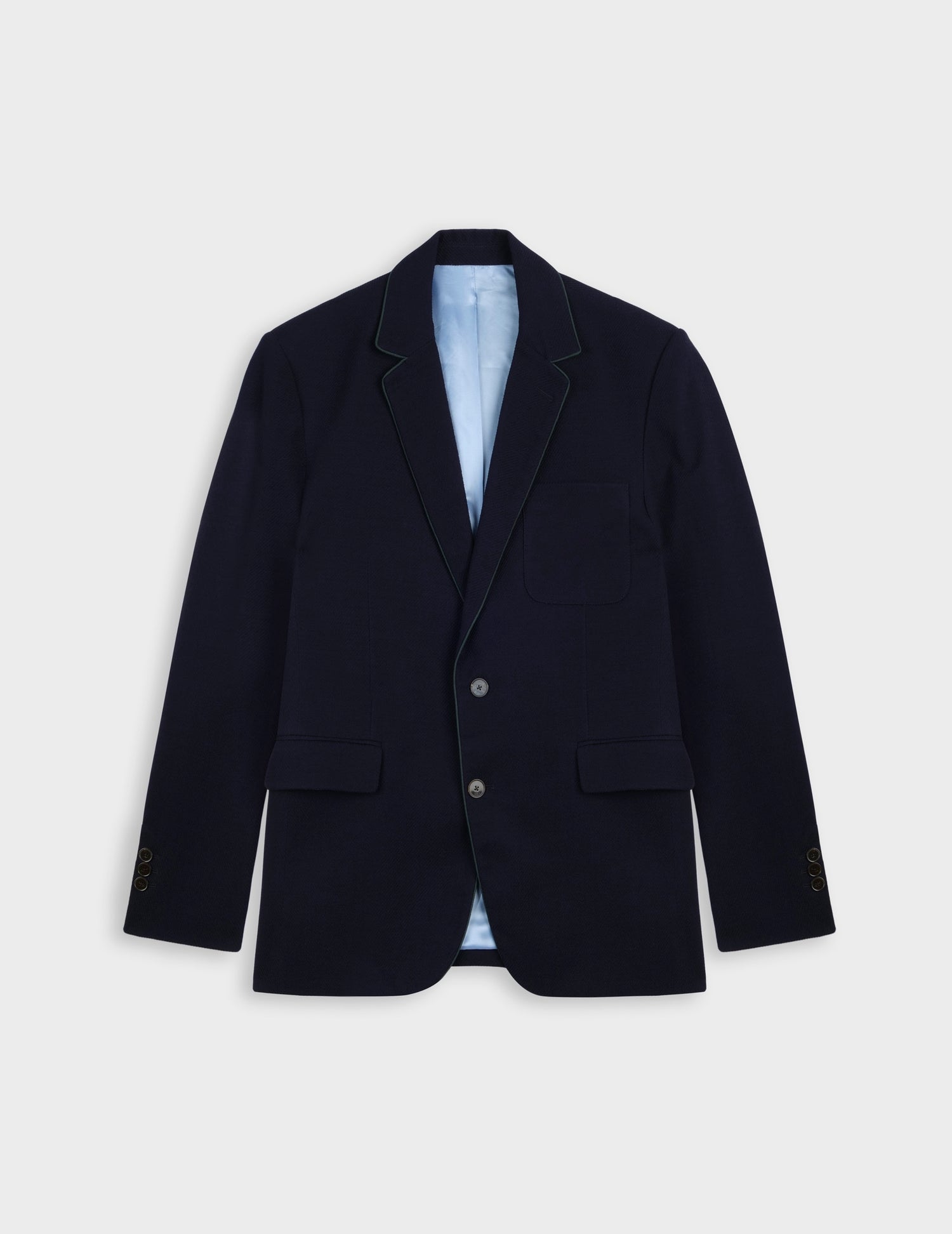 Blazer in plain navy virgin wool twill