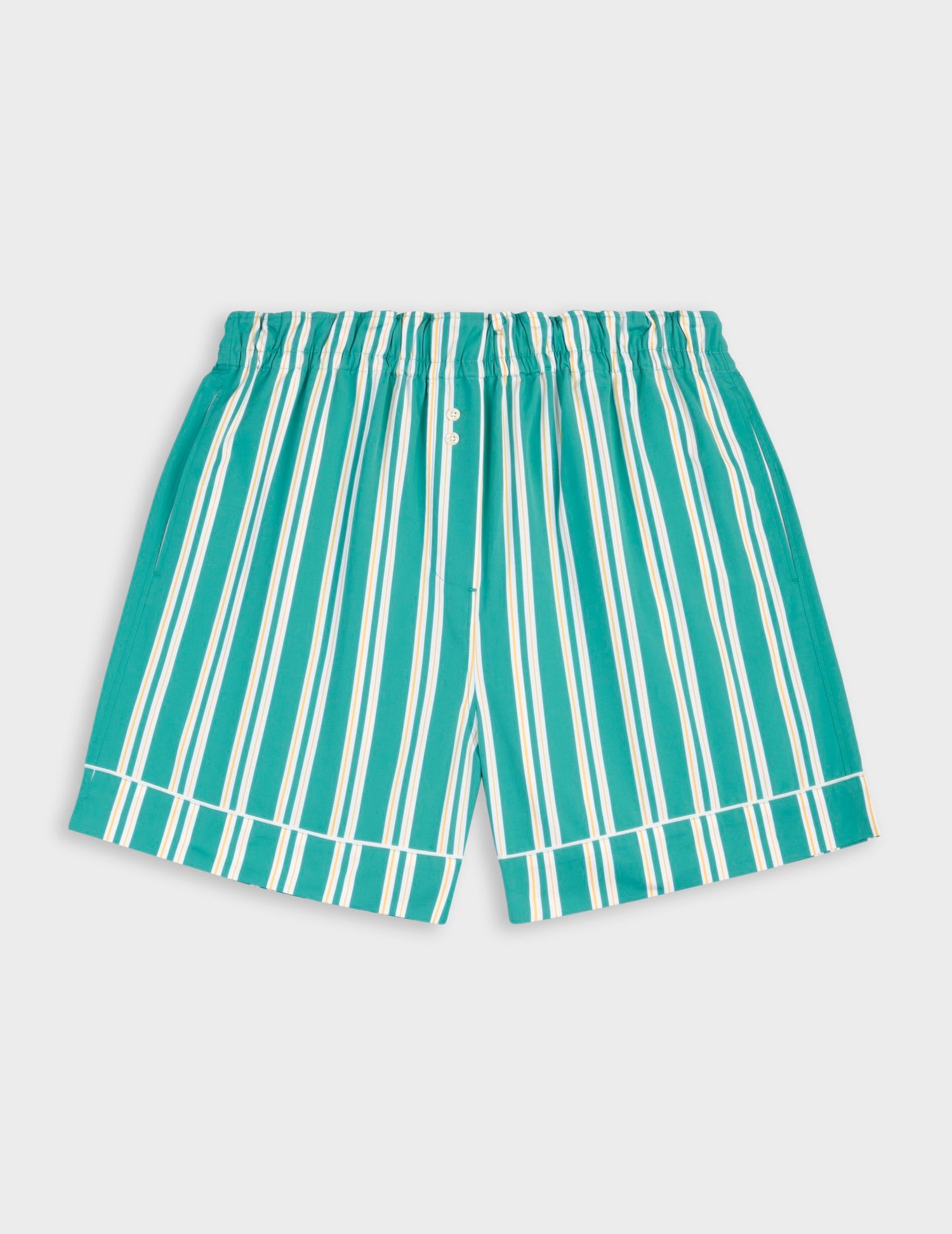 Nina  striped green poplin shorts