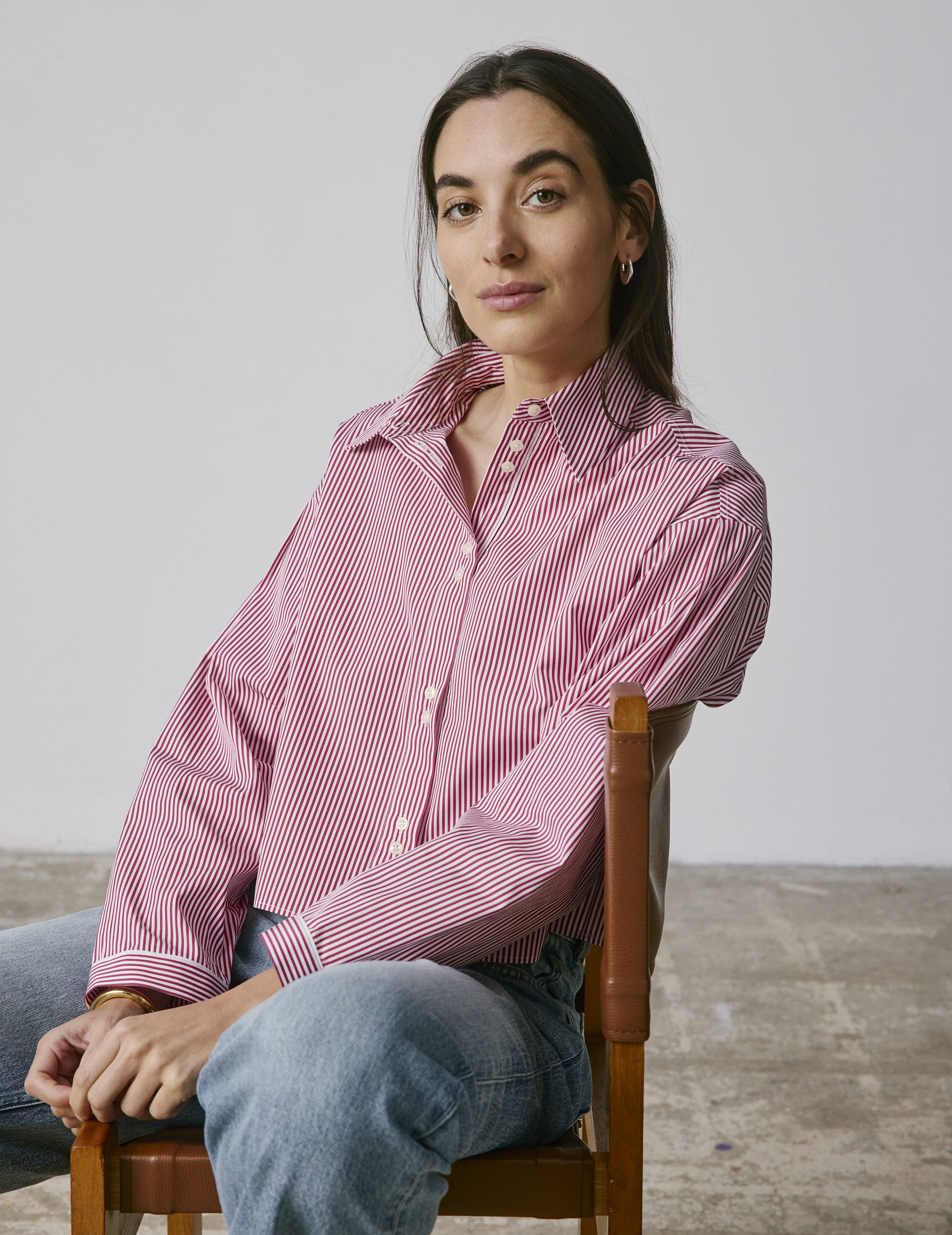 Cropped striped burgundy Ninon shirt Cropped striped burgundy Ninon shirt