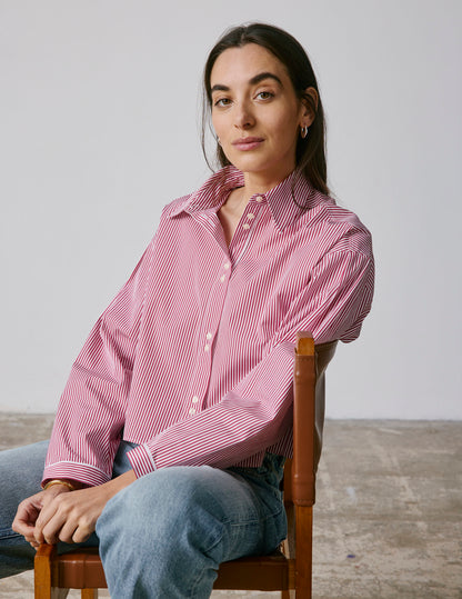 Cropped striped burgundy Ninon shirt 