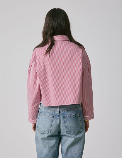 Cropped striped burgundy Ninon shirt 