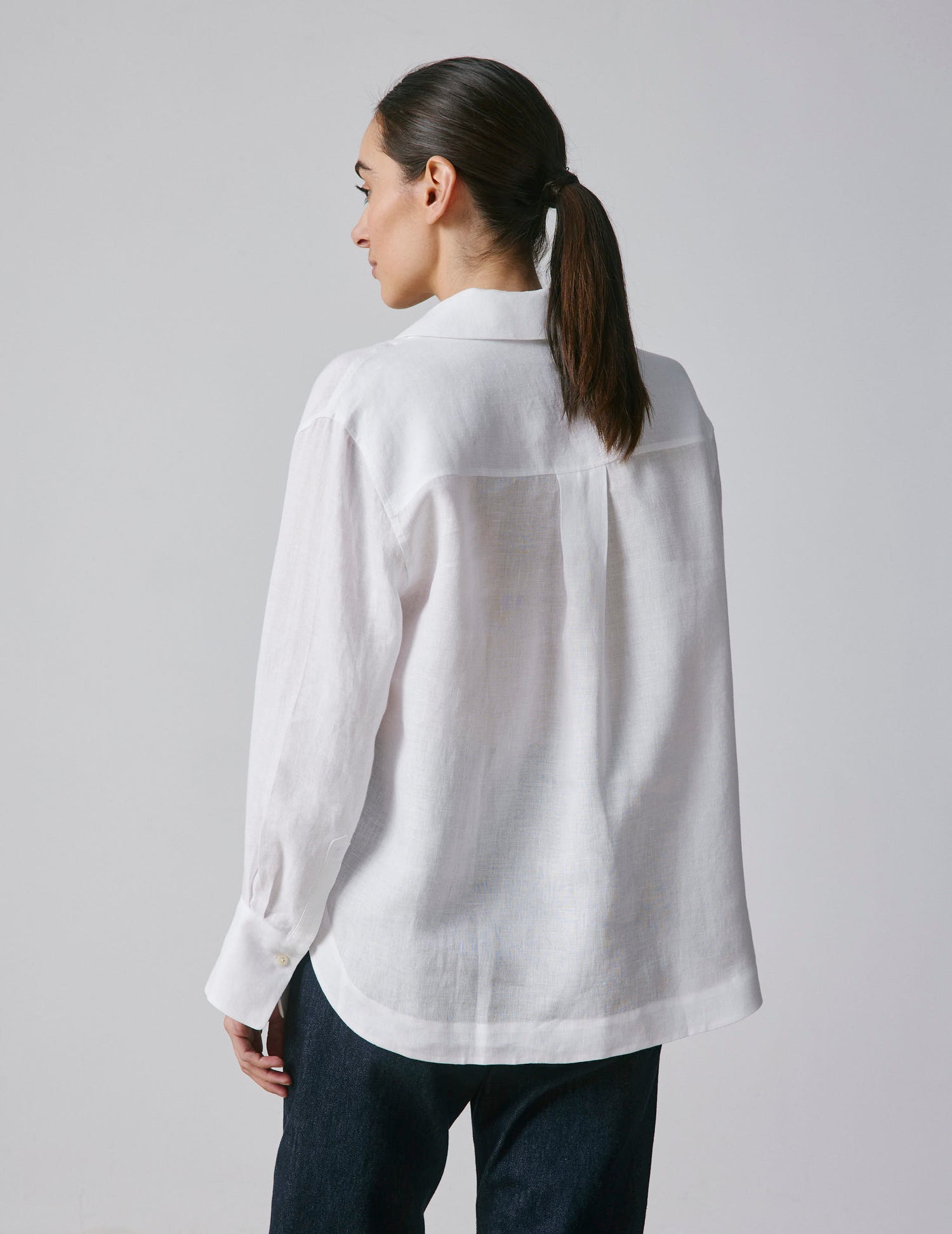White linen Noalie blouse - Lin - V Collar#2