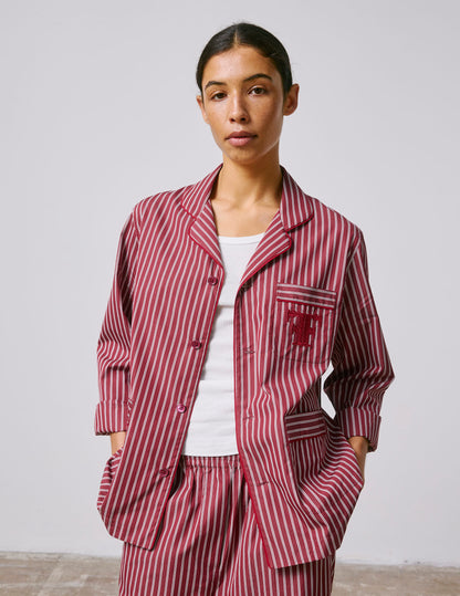 Striped burgundy Nocturne pajama top