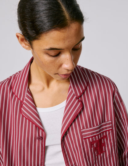 Striped burgundy Nocturne pajama top