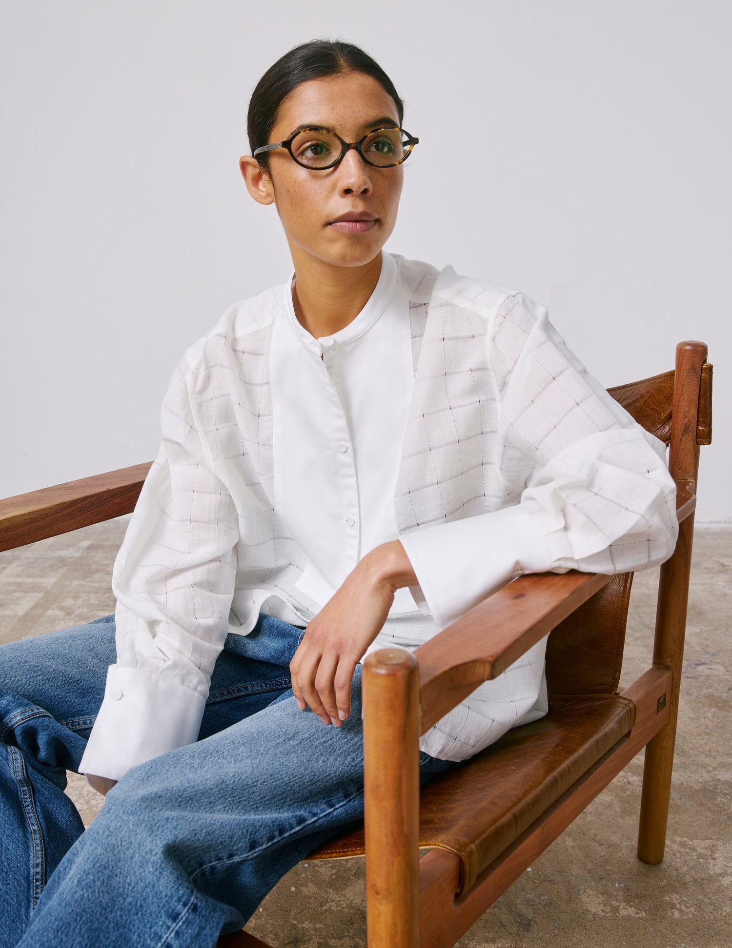 Ecru Noelise shirt - Openwork - Officer Collar#4