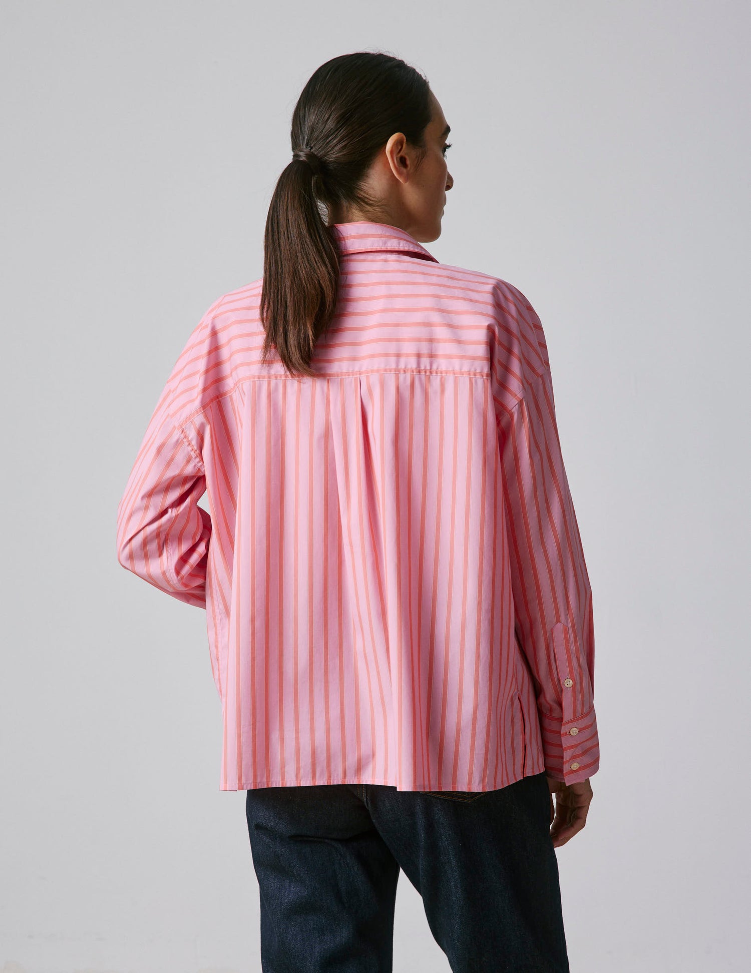 Striped pink Noémia shirt - Poplin - Shirt Collar#2