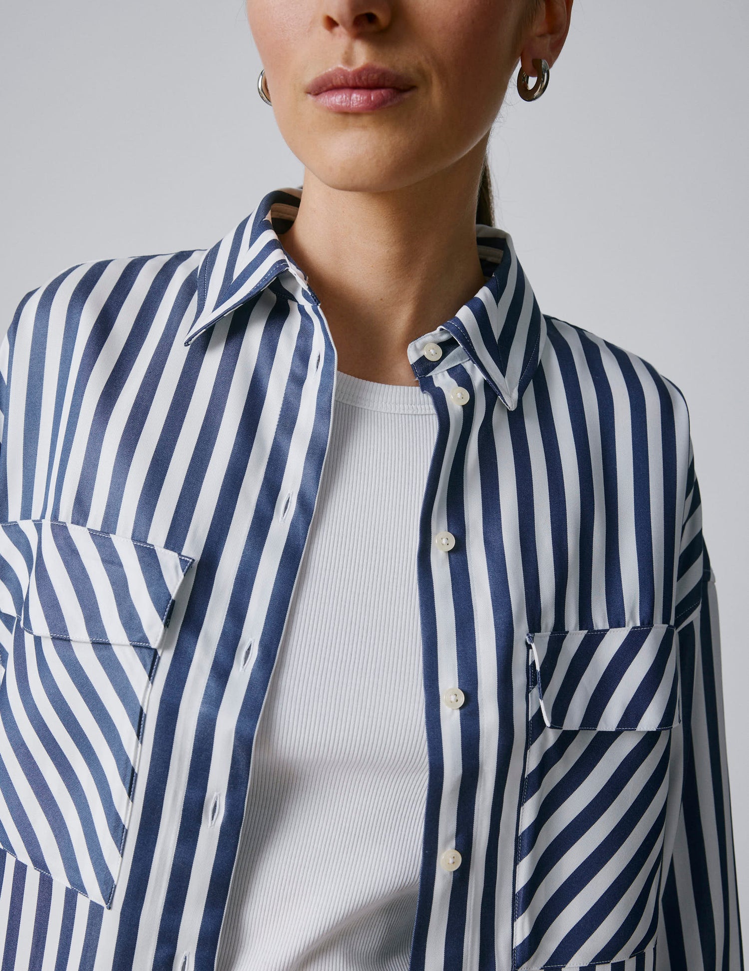 Striped navy Noémia shirt - Shirt Collar#3