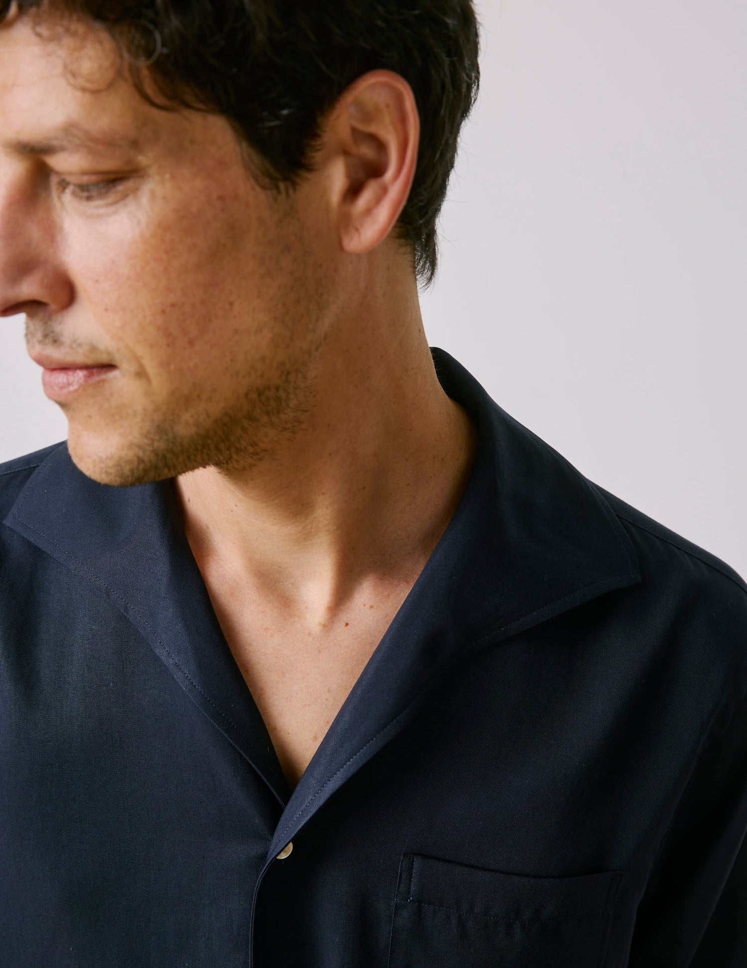 Noé navy shirt - Lyocell - Convertible Collar#5