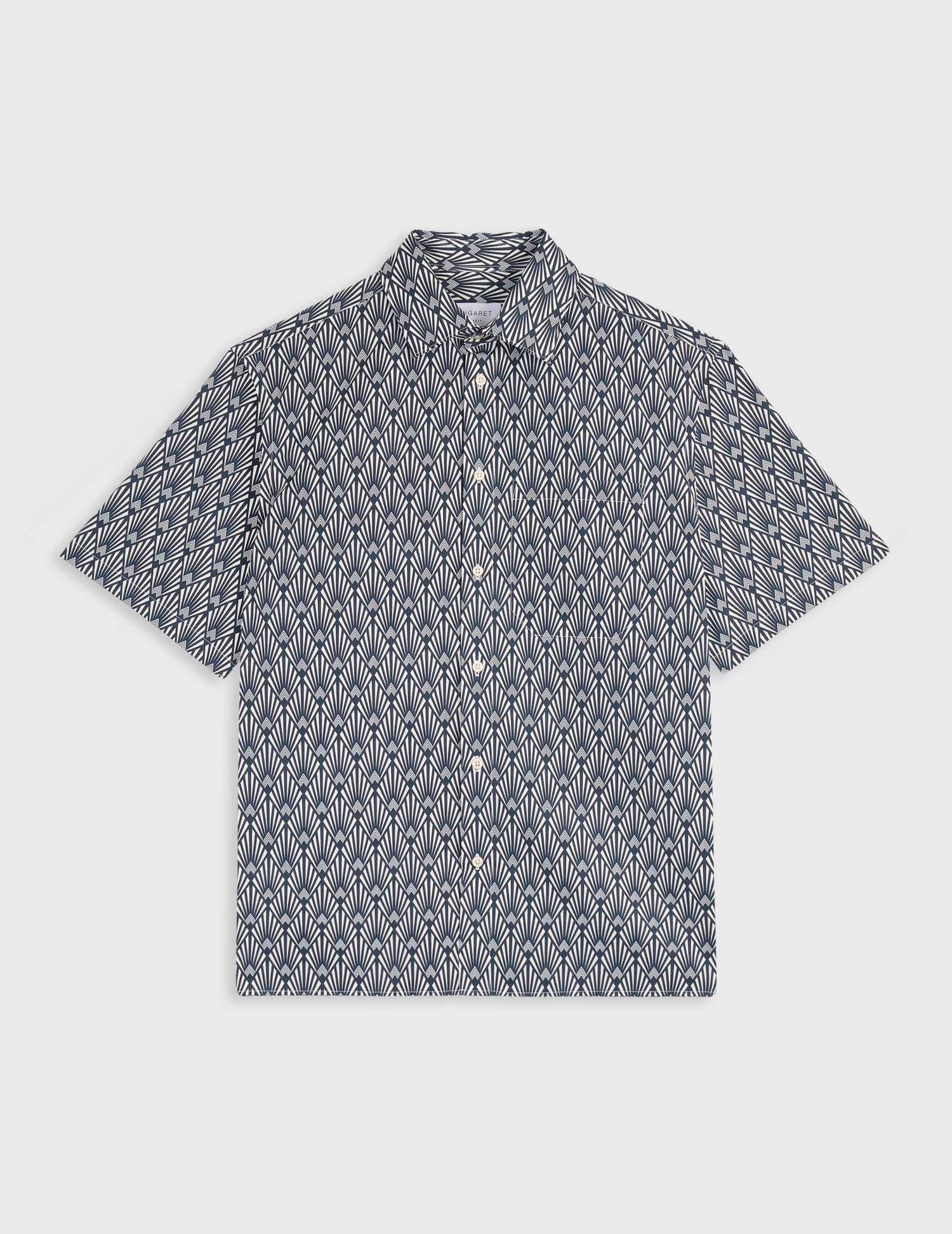 Short-sleeved printed blue Nolhann shirt  - Poplin - French Collar#4
