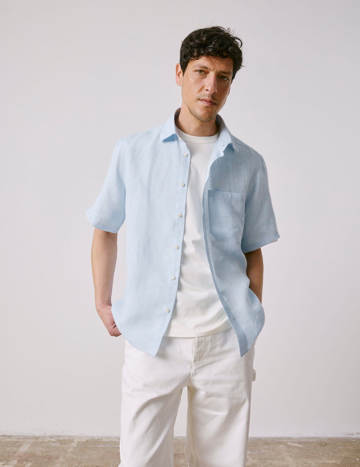 Nolhann light blue linen shirt - Linen - French Collar#2