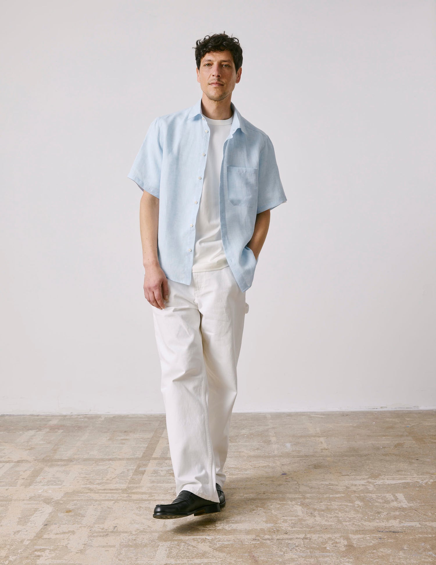 Nolhann light blue linen shirt - Linen - French Collar#4