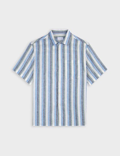 Blue linen short-sleeved Nolhann shirt