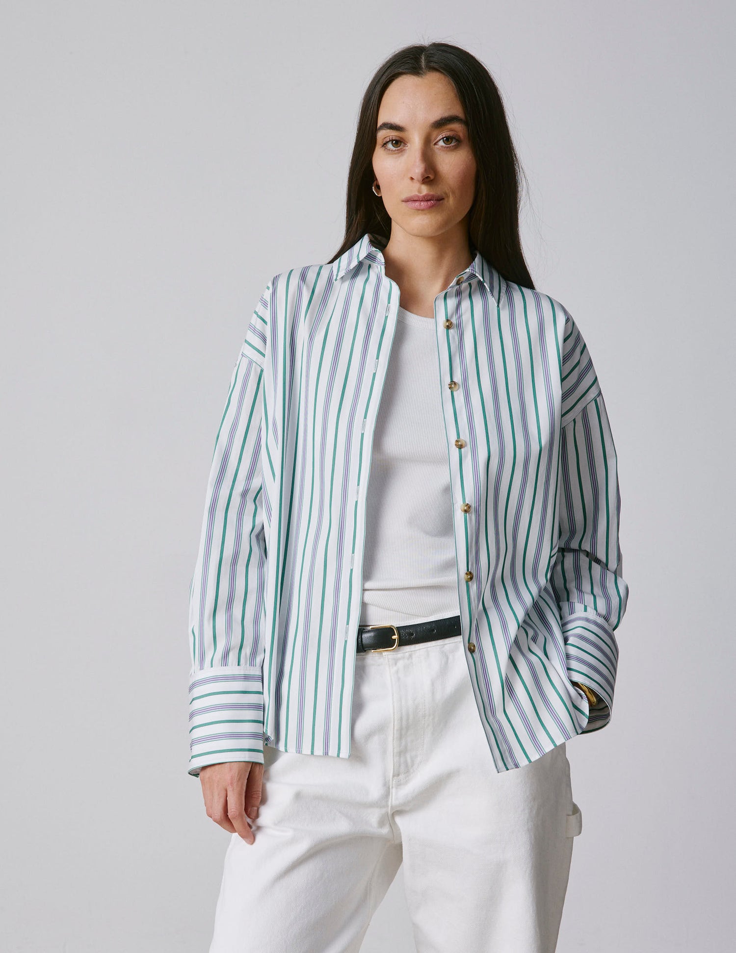 Noliana Striped purple shirt - Poplin - Shirt Collar