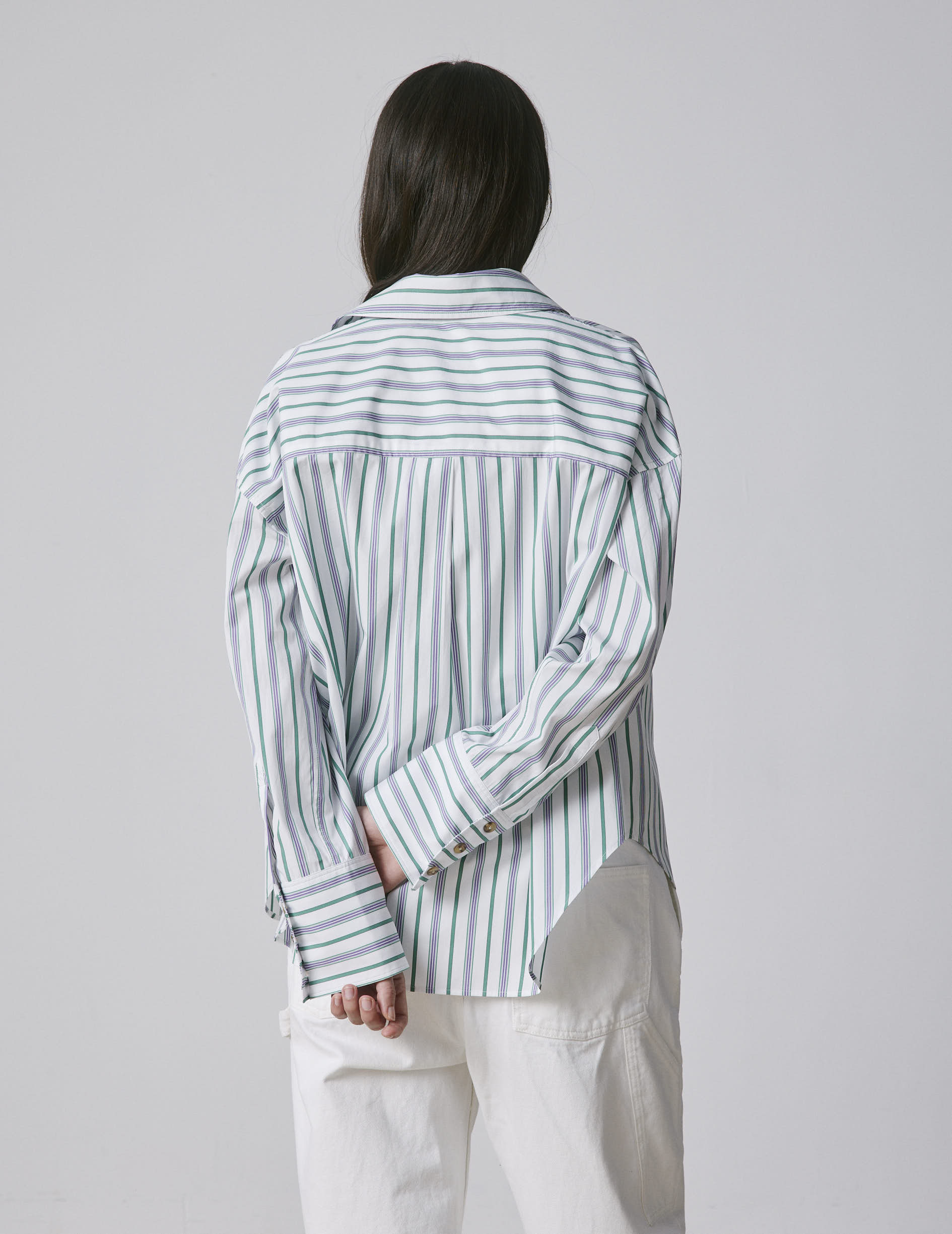 Noliana Striped purple shirt - Poplin - Shirt Collar