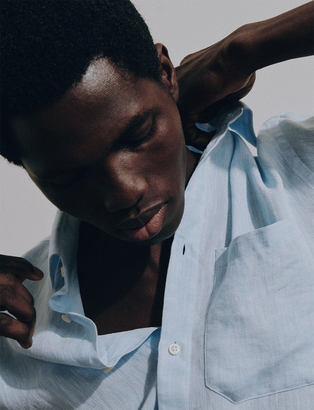 Nolhann light blue linen shirt