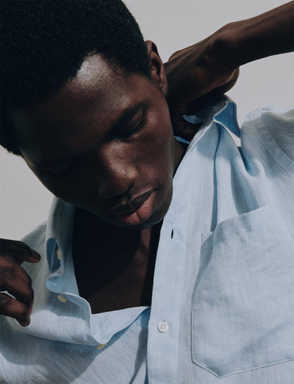 Nolhann light blue linen shirt