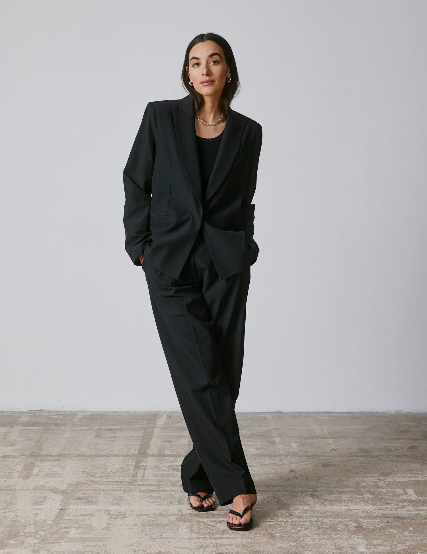 Black virgin wool Nora suit jacket