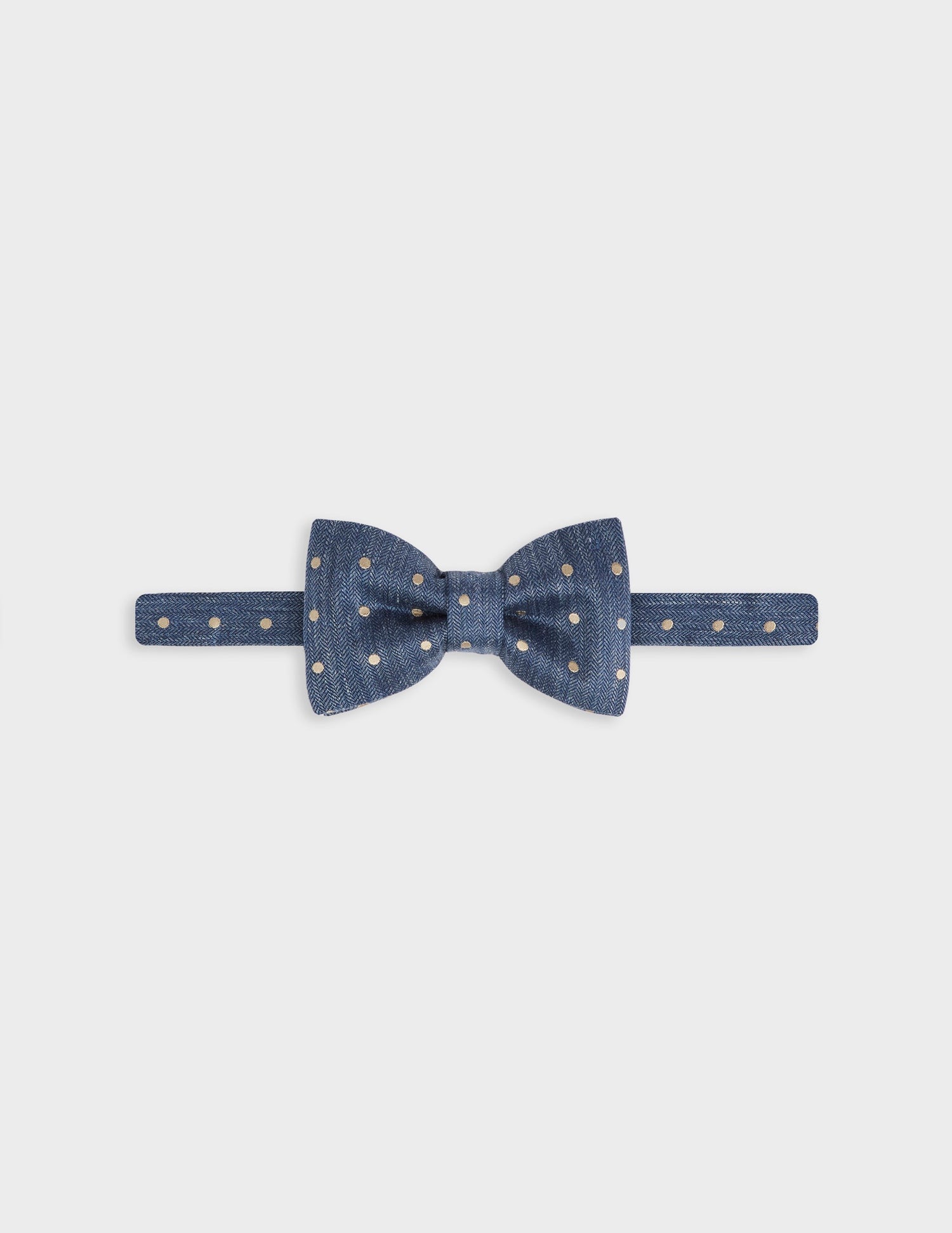 Blue and beige linen and silk bow tie - Jacquard