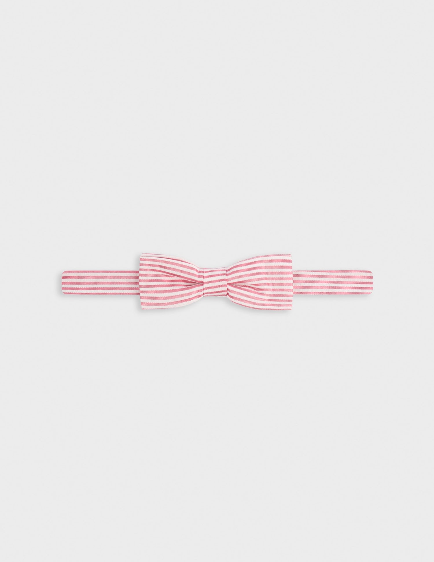 Striped pink cotton and silk seersucker bow tie - Seersucker