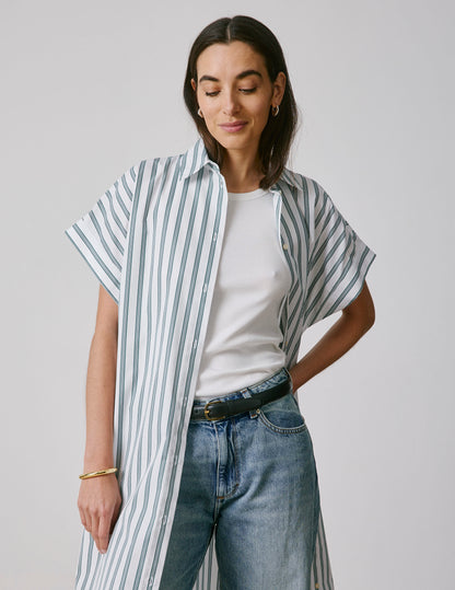 Nyméa striped green poplin dress