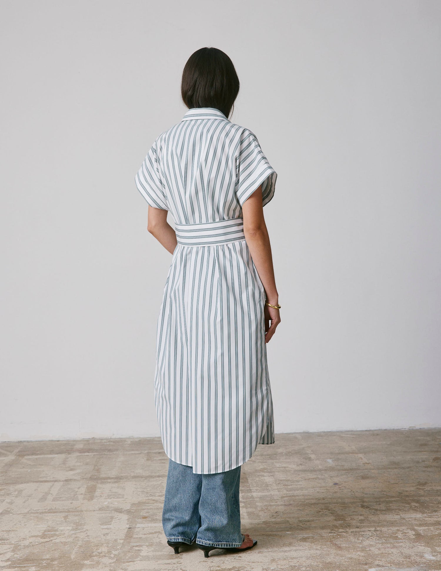 Nyméa striped green poplin dress