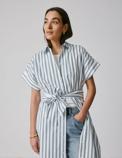 Nyméa striped green poplin dress