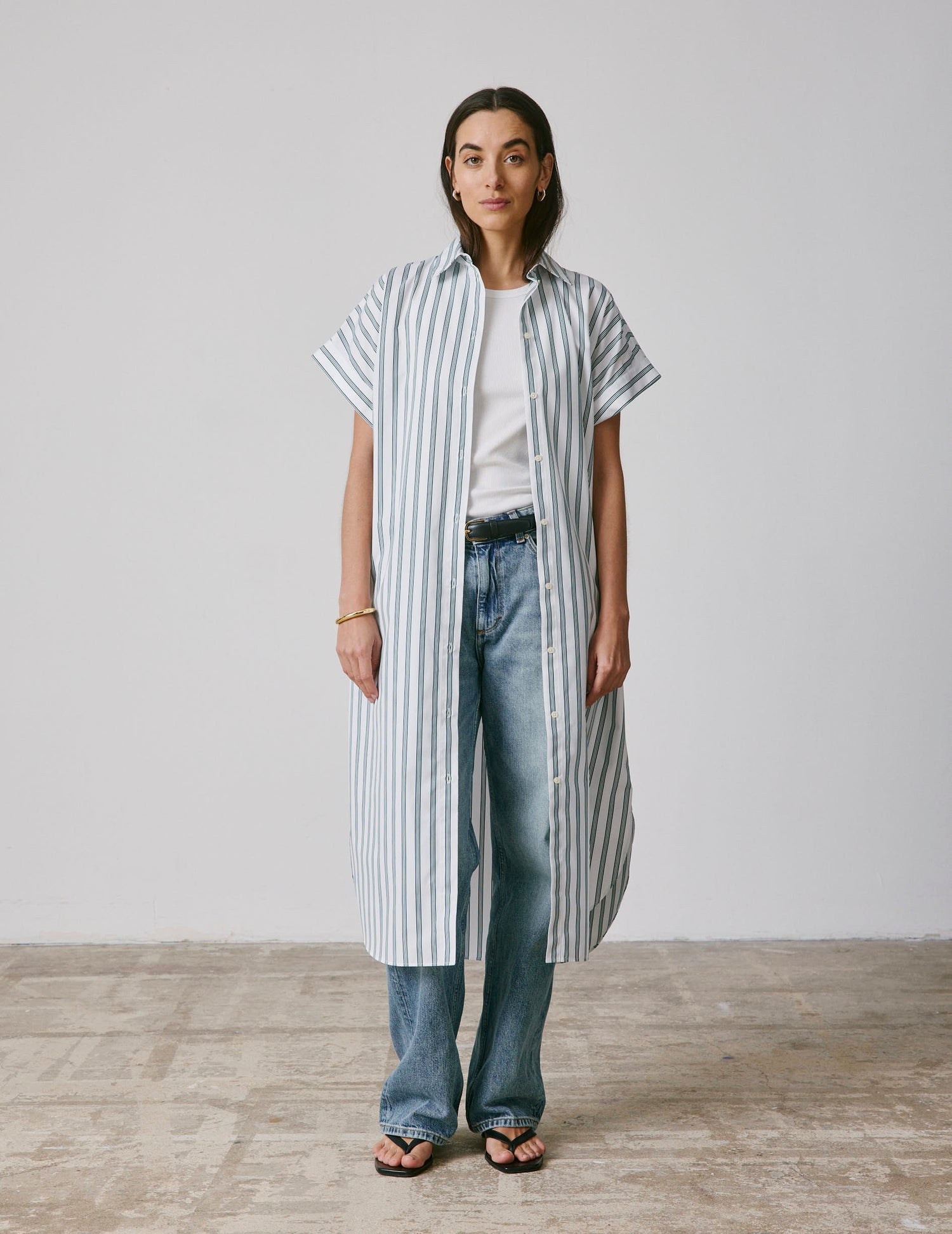 Nyméa striped green poplin dress