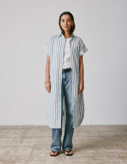 Nyméa striped green poplin dress