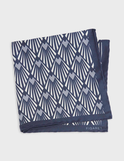 Pouch in printed navy silk