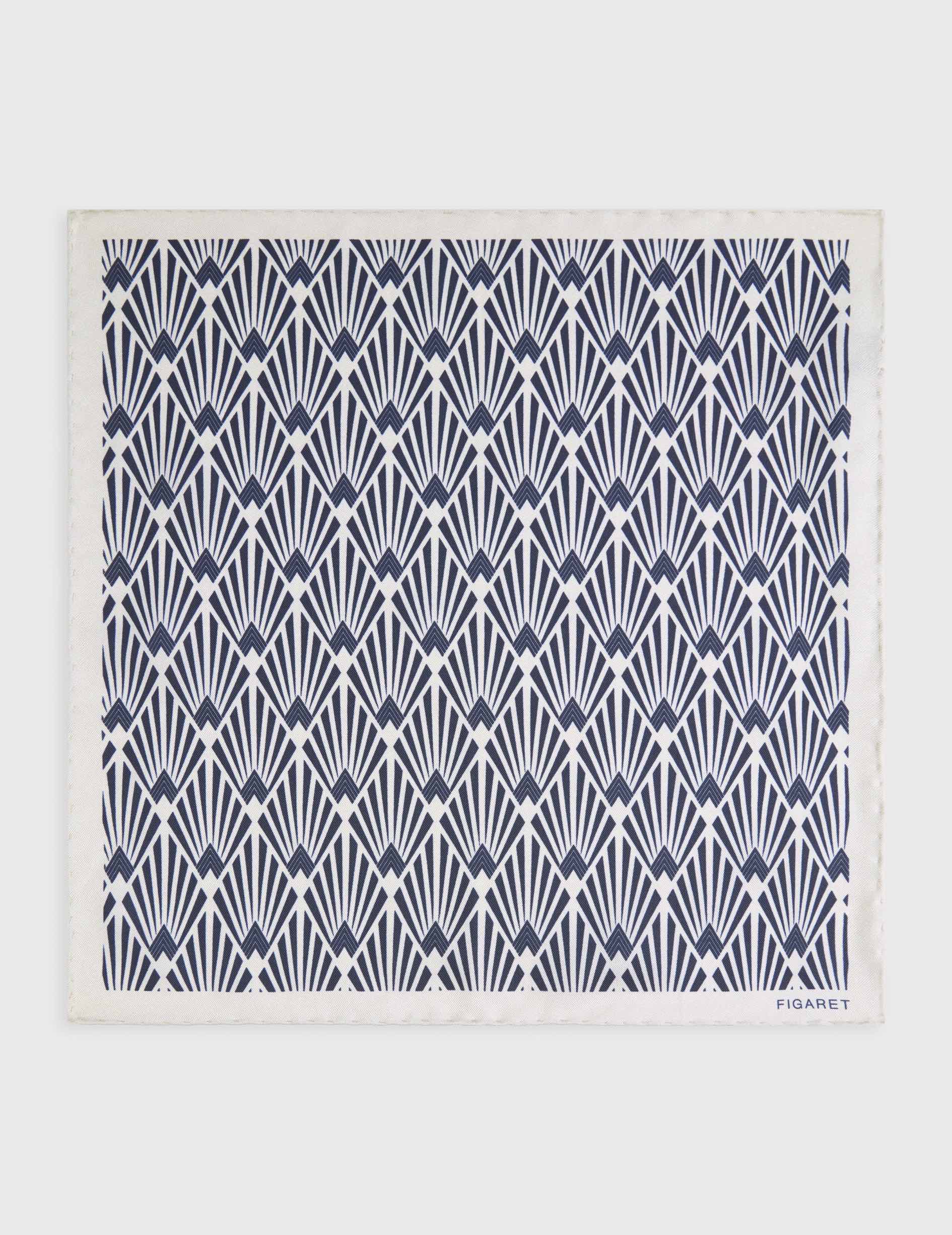 Pouch in printed ecru silk