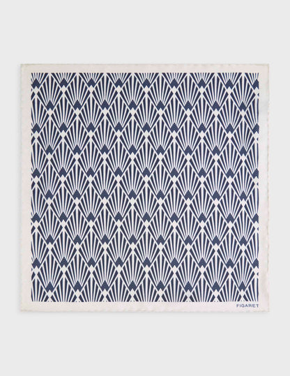 Pouch in printed ecru silk