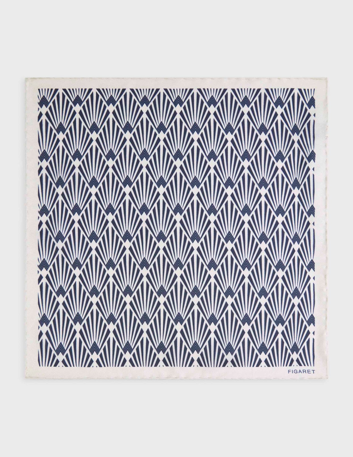 Printed ecru silk pocket square