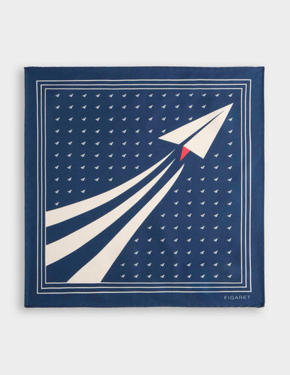 Printed Navy motifs silk pocket square